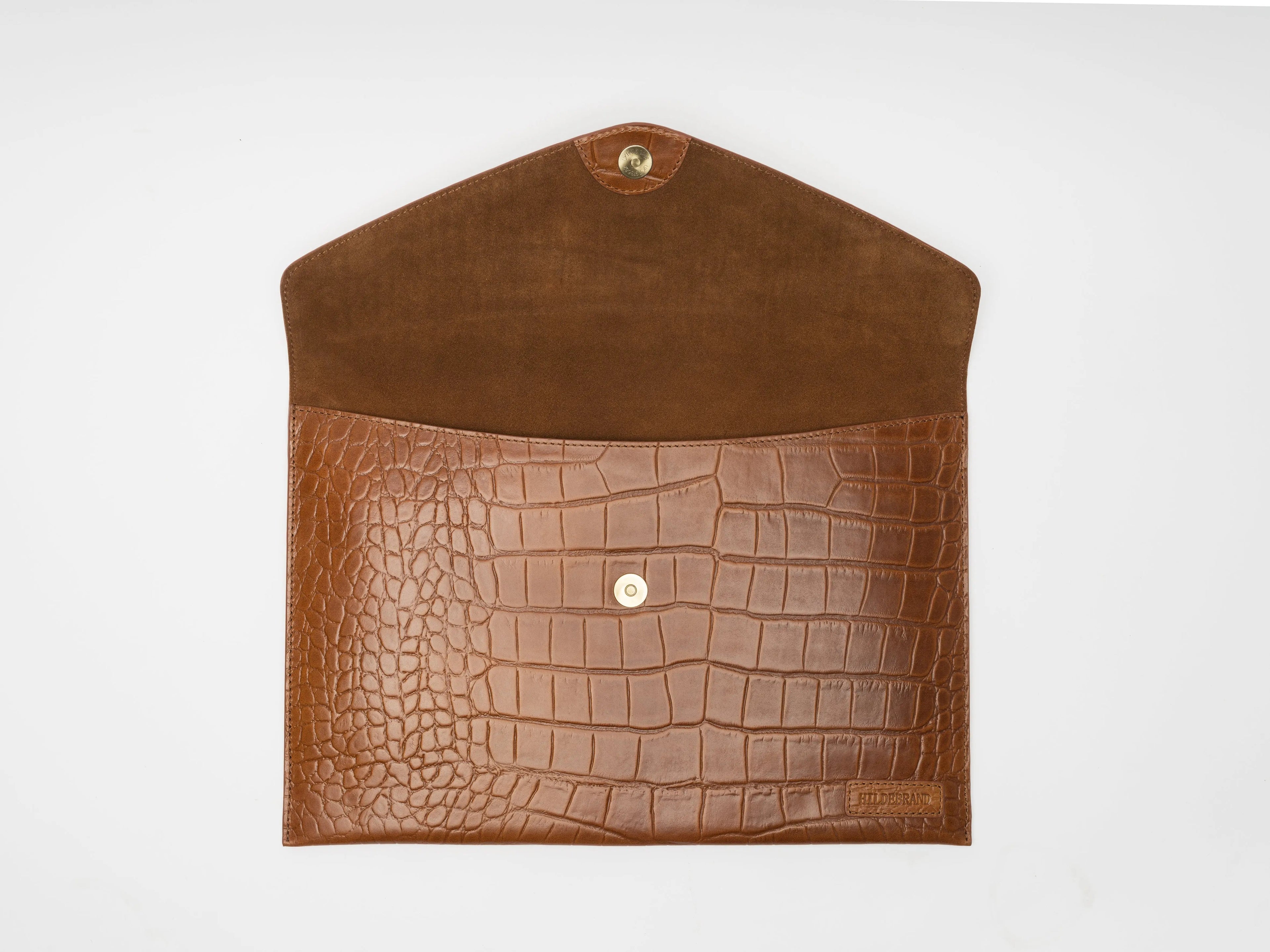 Leather Laptop Sleeve. 15''. Cognac Croco