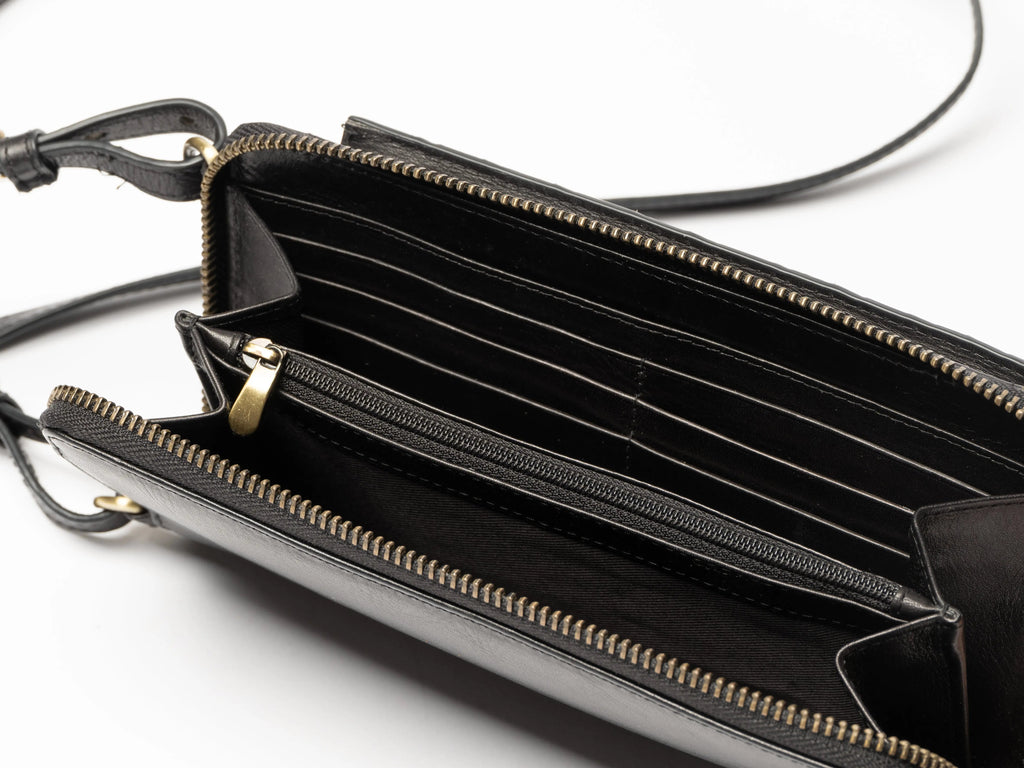 Black Braided Mobile Bag and Wallet