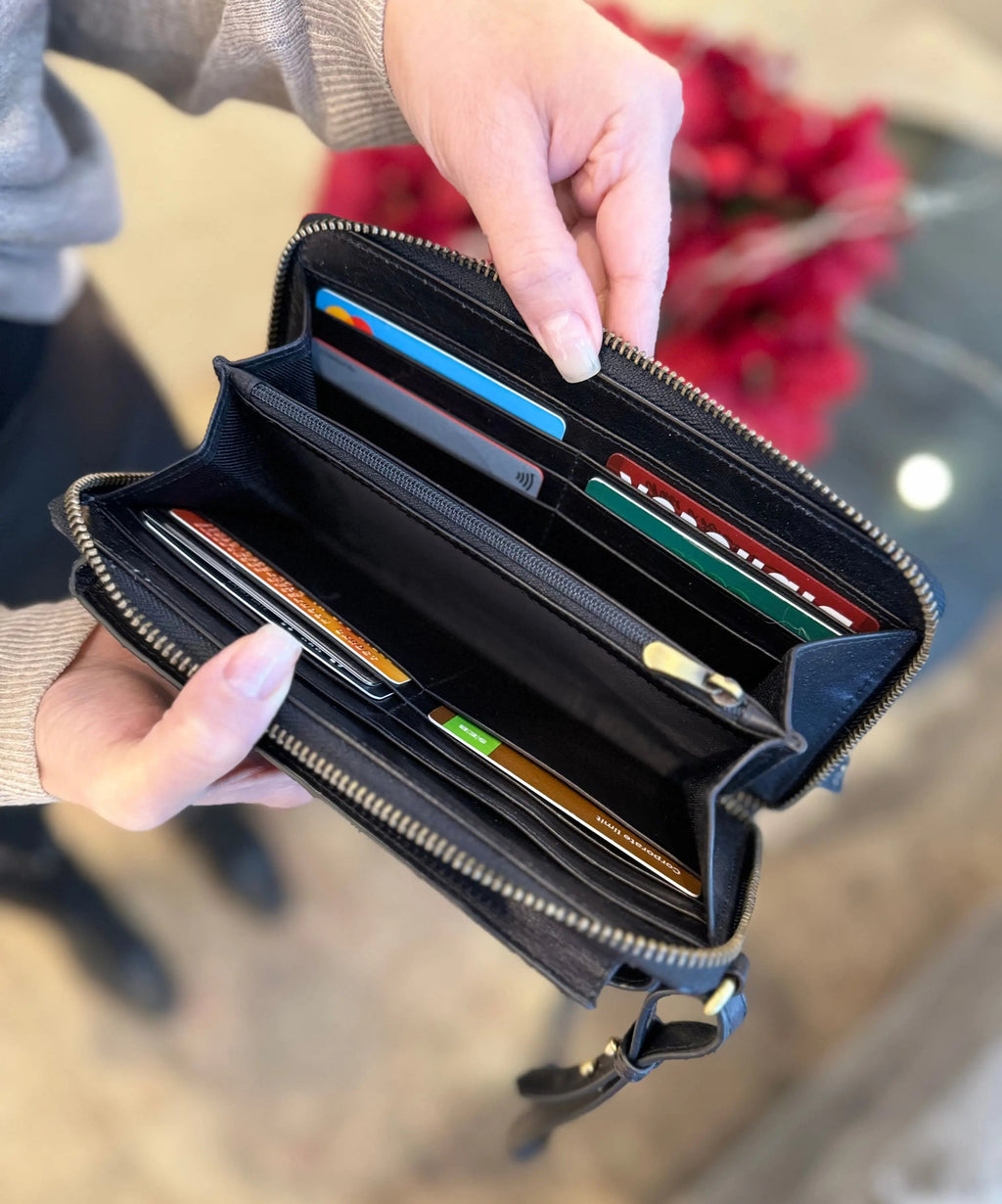Black Braided Mobile Bag and Wallet