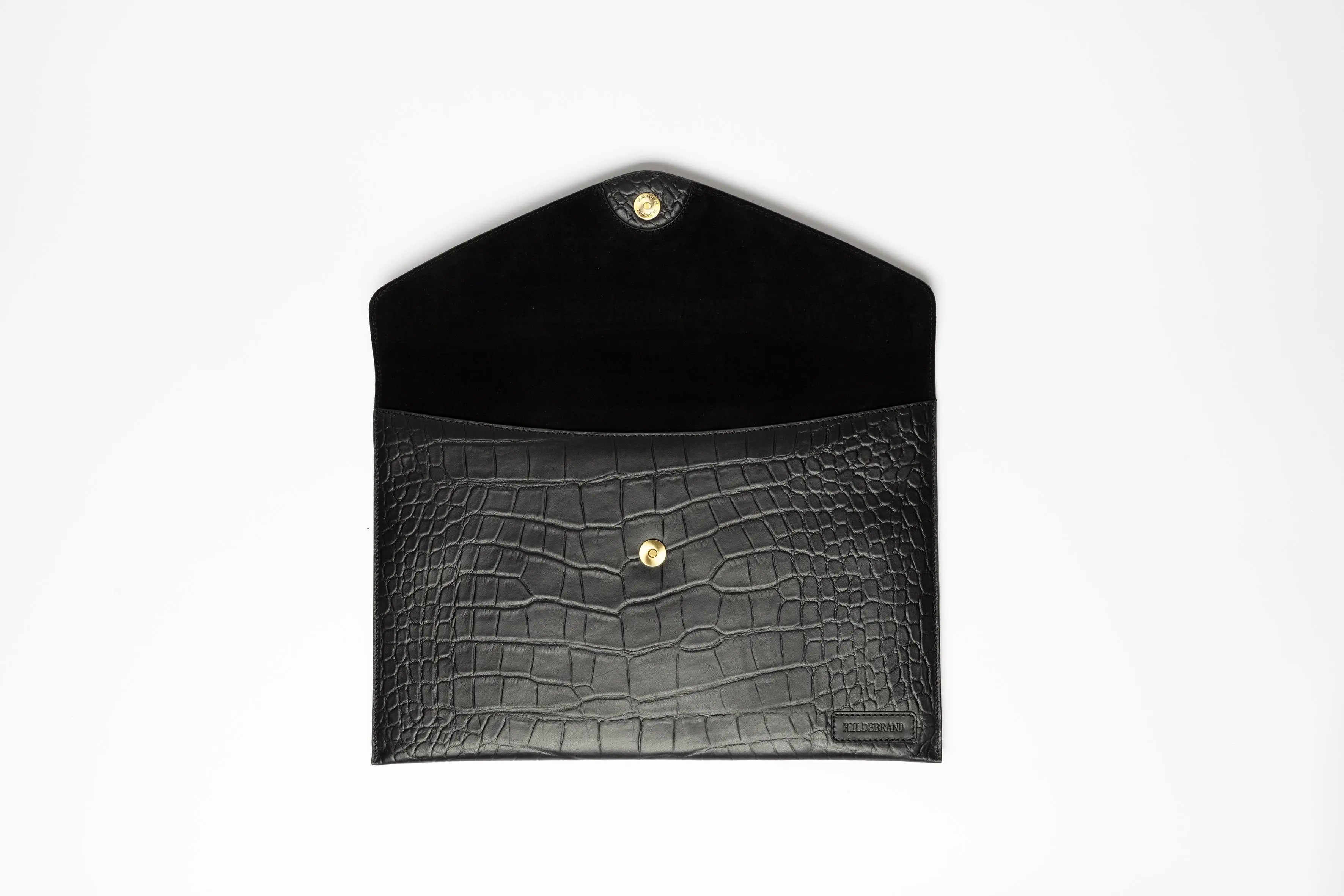 Leather Laptop Sleeve. 15''. Black Croco