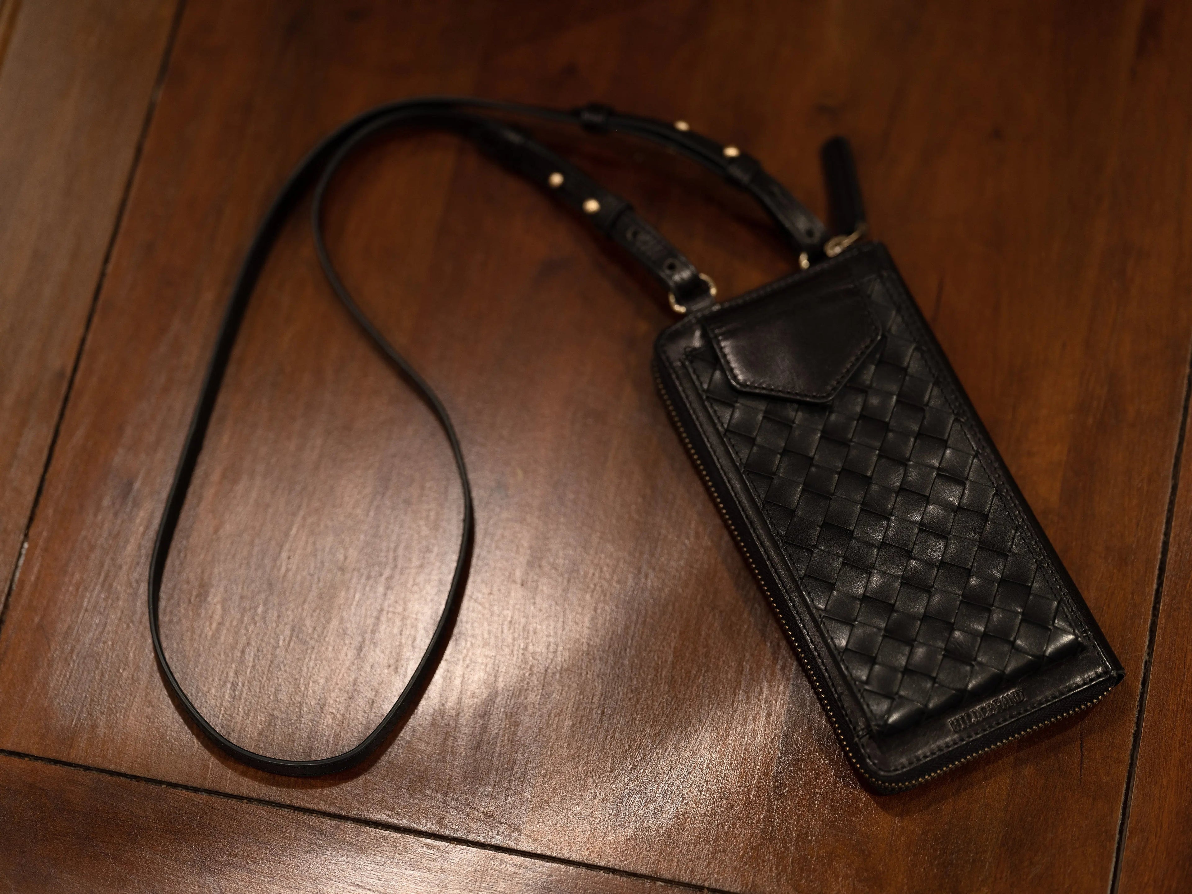 Black Braided Mobile Bag and Wallet