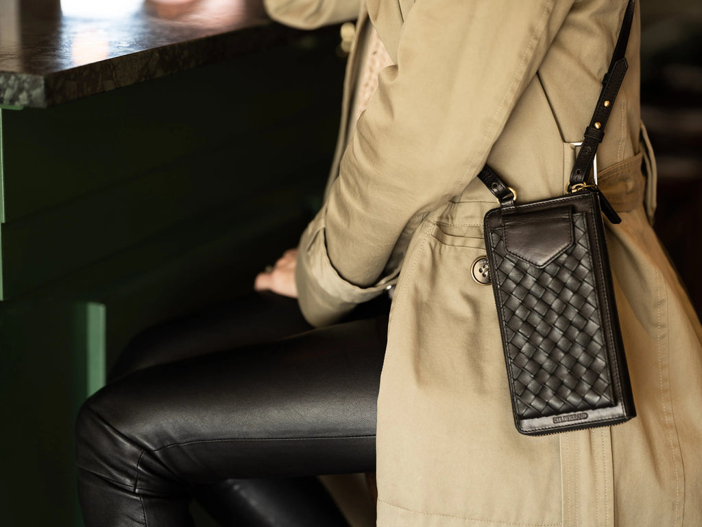 Black Braided Mobile Bag and Wallet