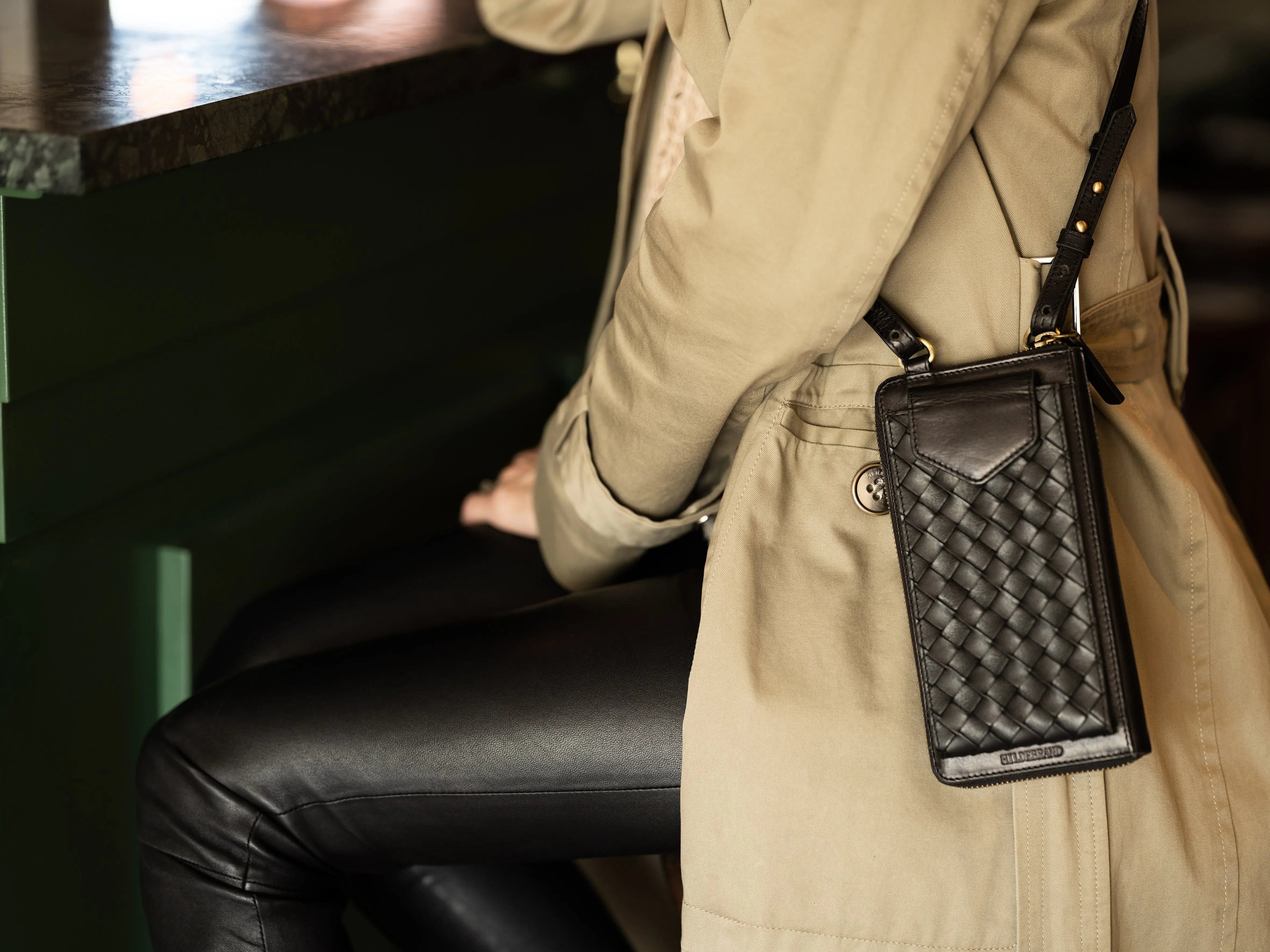 Black Braided Mobile Bag and Wallet